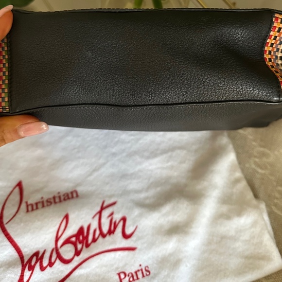 Christian Louboutin Black Leather Clutch with Multi Colored Pattern NWT - Picture 6 of 11